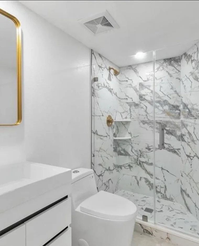 Finished marble bathroom remodel by CD Remodels